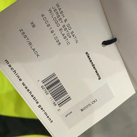 New! Alexander Wang Wash & Go Satin Jersey Logo Elastic Crop Top 27280 - Picture 4 of 8